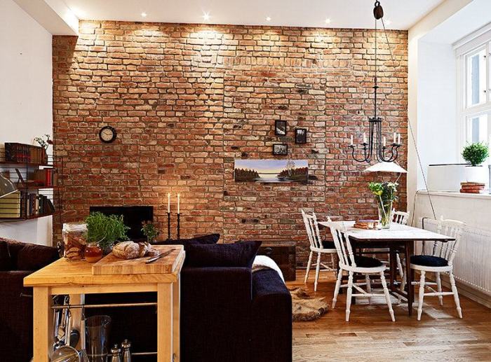 How to decorate an apartment with exposed brick