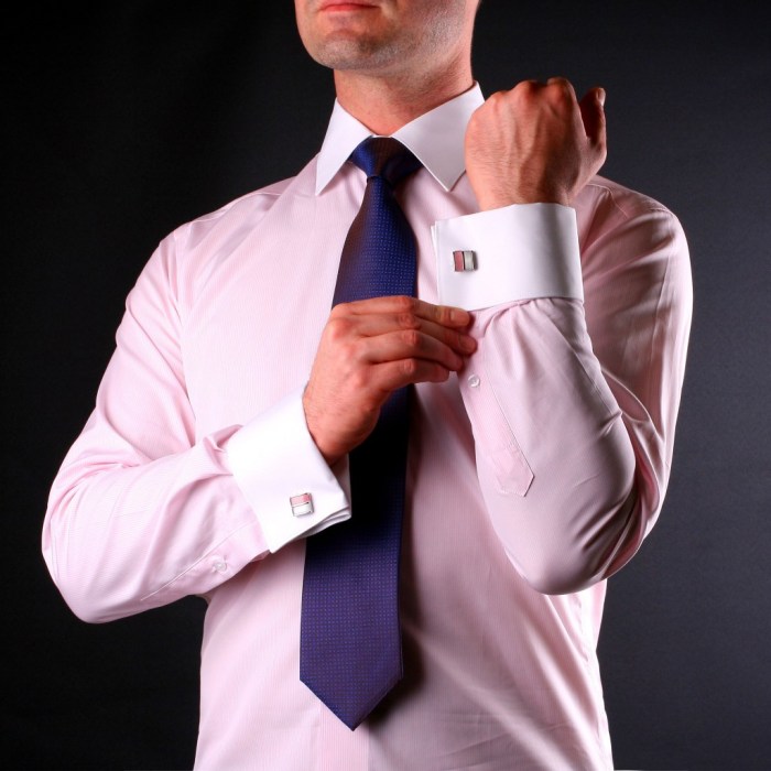 Mens white cufflink dress shirt