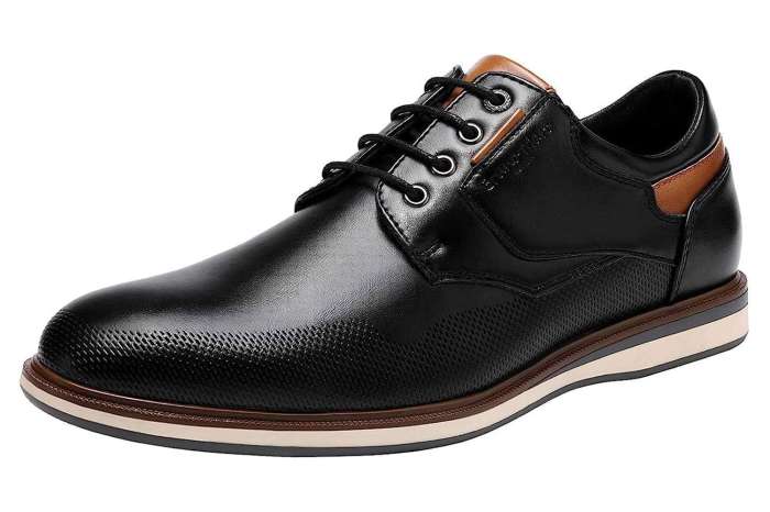 Work shoes dress men leather breathable genuine slip lace soft bottom wear non business