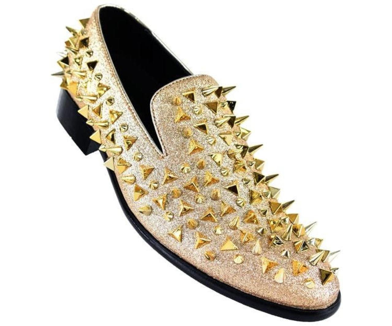 Mens gold spiked dress shoes